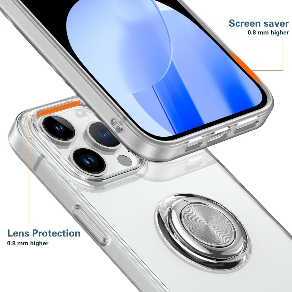 Coque Finger Ring Kickstand iPhone 15 Pro, transparent