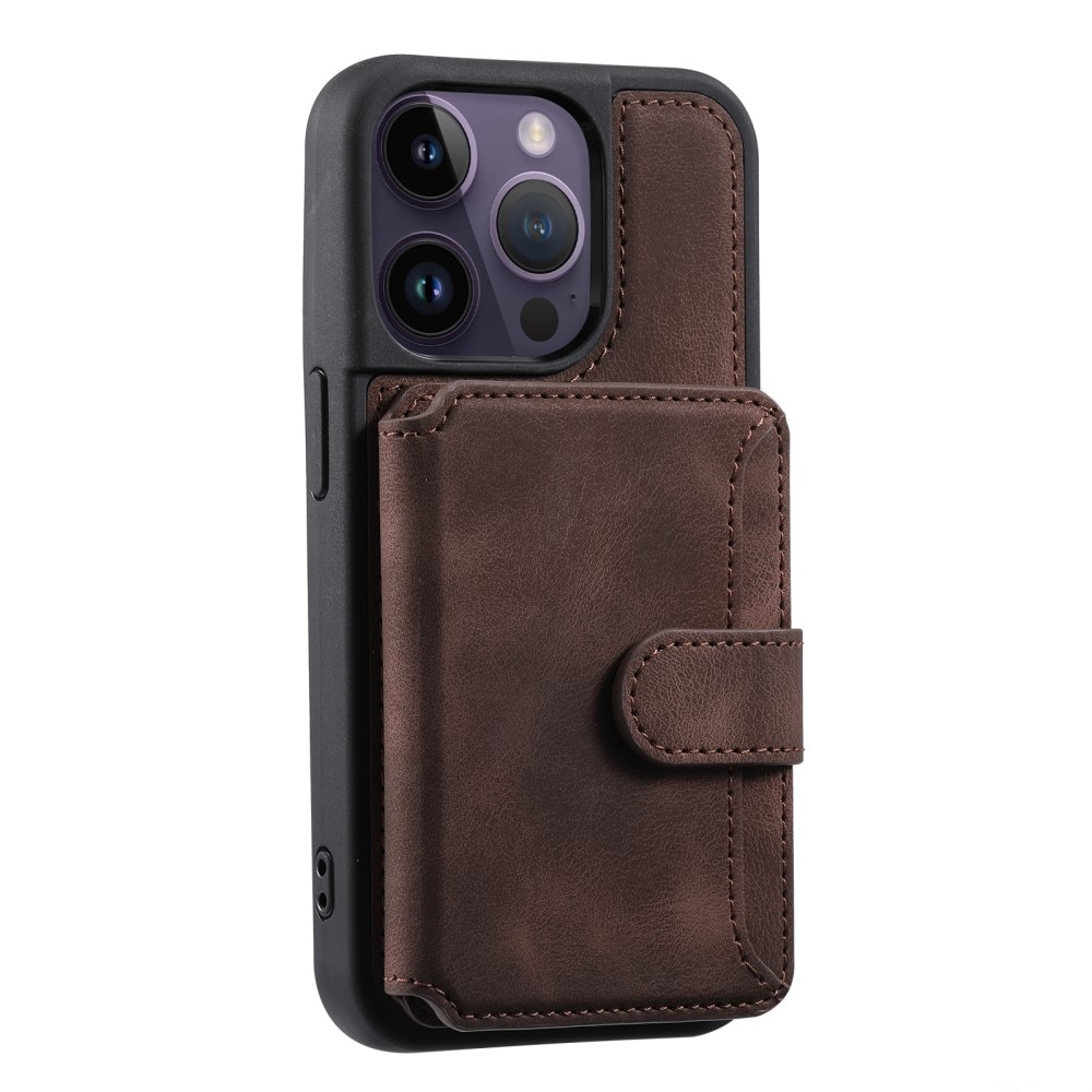 Coque porte-cartes Multi-slot anti-RFID iPhone 15 Pro, marron