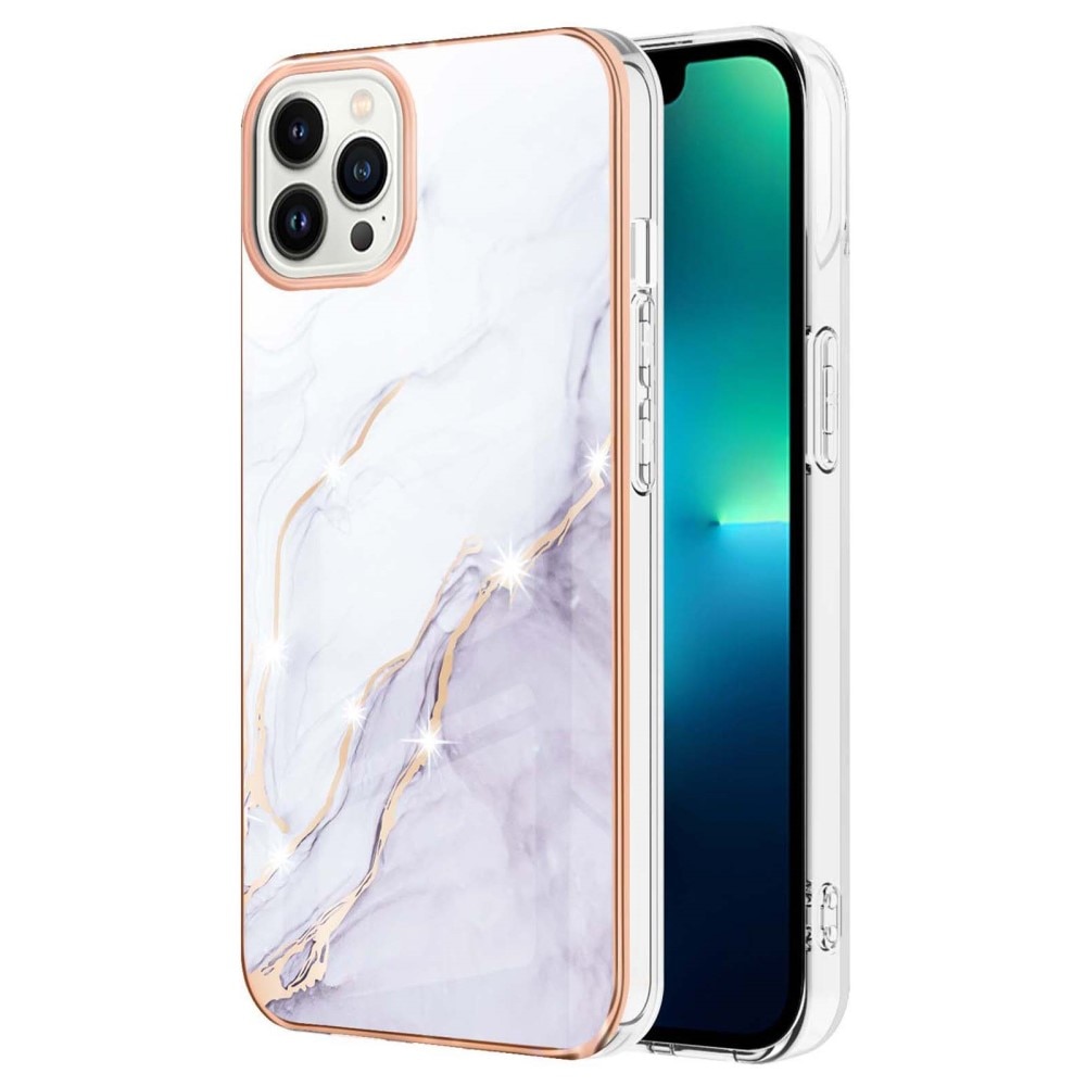 Coque TPU iPhone 15 Pro Max, marbre blanc