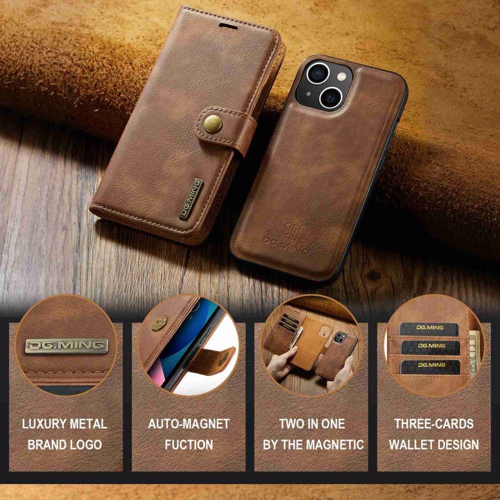 Étui portefeuille Magnet Wallet iPhone 15 Plus, Cognac