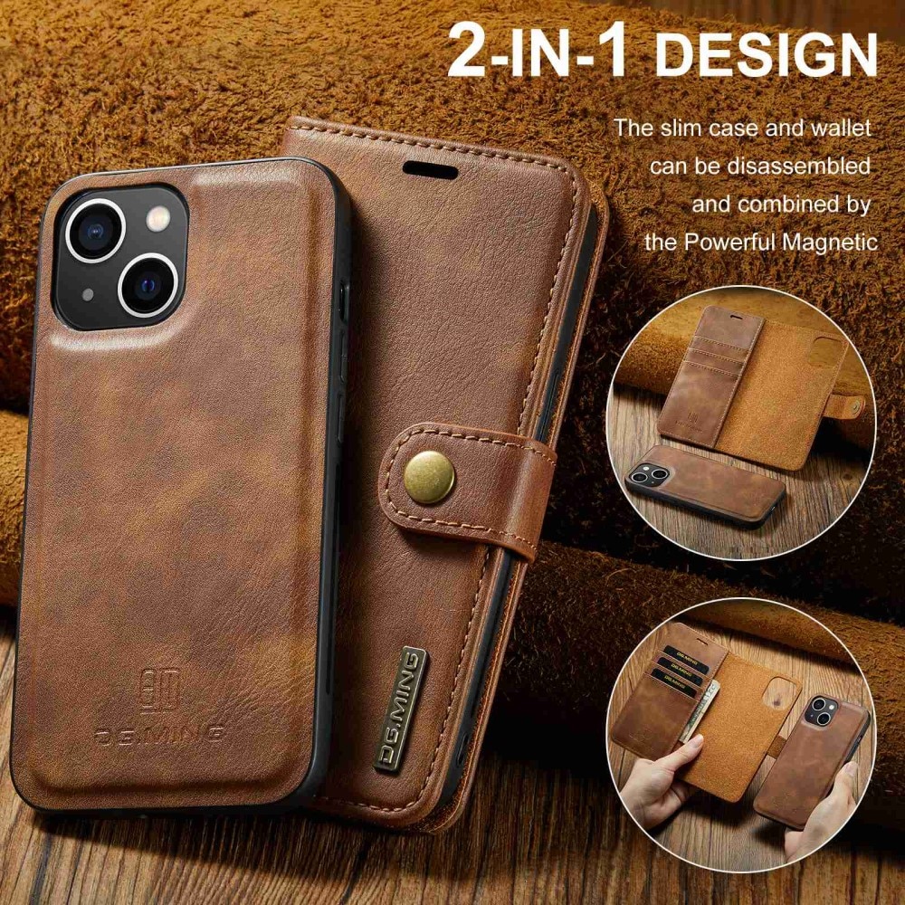 Étui portefeuille Magnet Wallet iPhone 15 Plus, Cognac