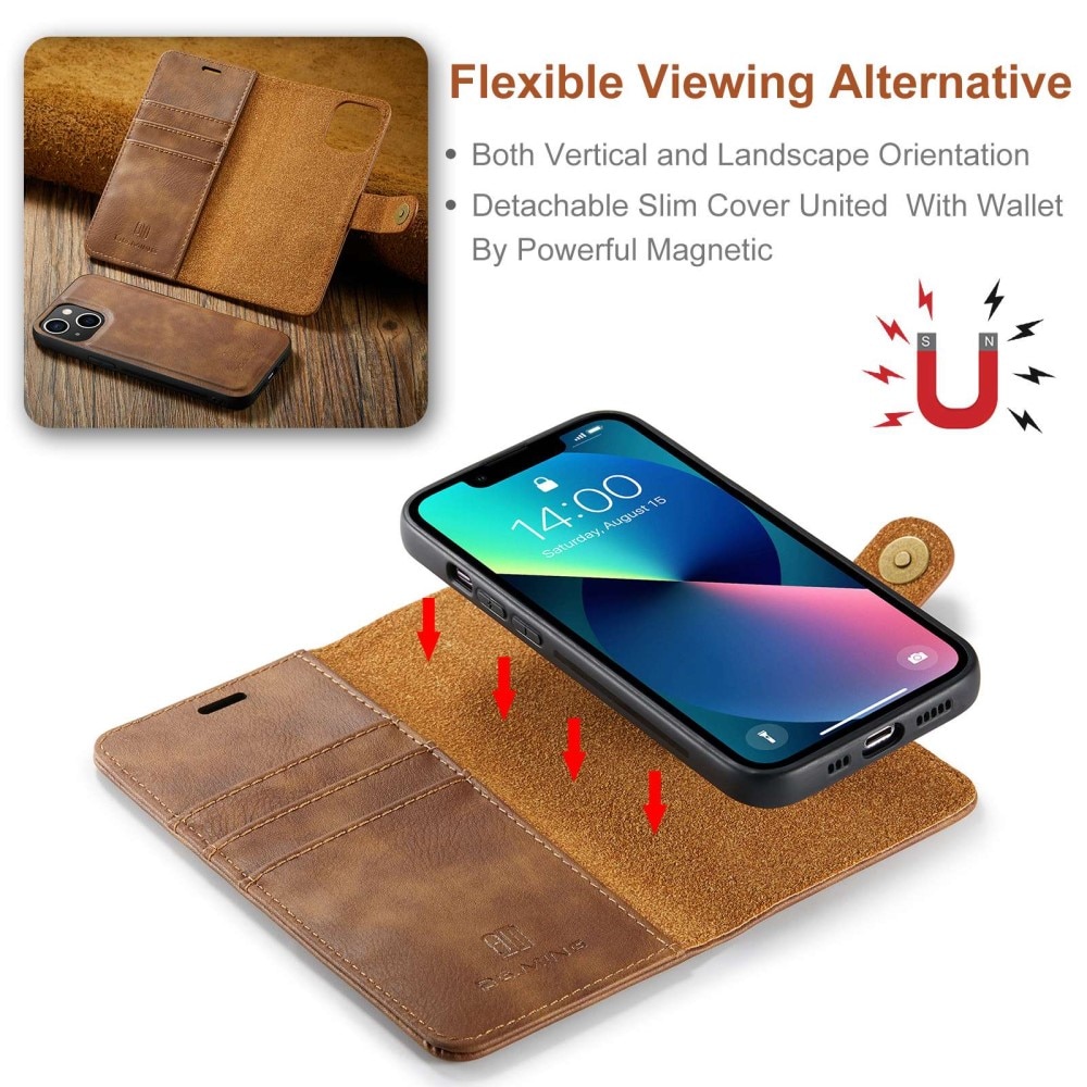 Étui portefeuille Magnet Wallet iPhone 15 Plus, Cognac