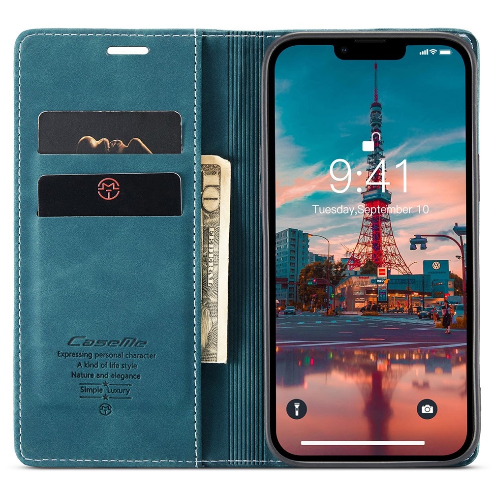 Étui portefeuille mince iPhone 16 Pro, Bleu