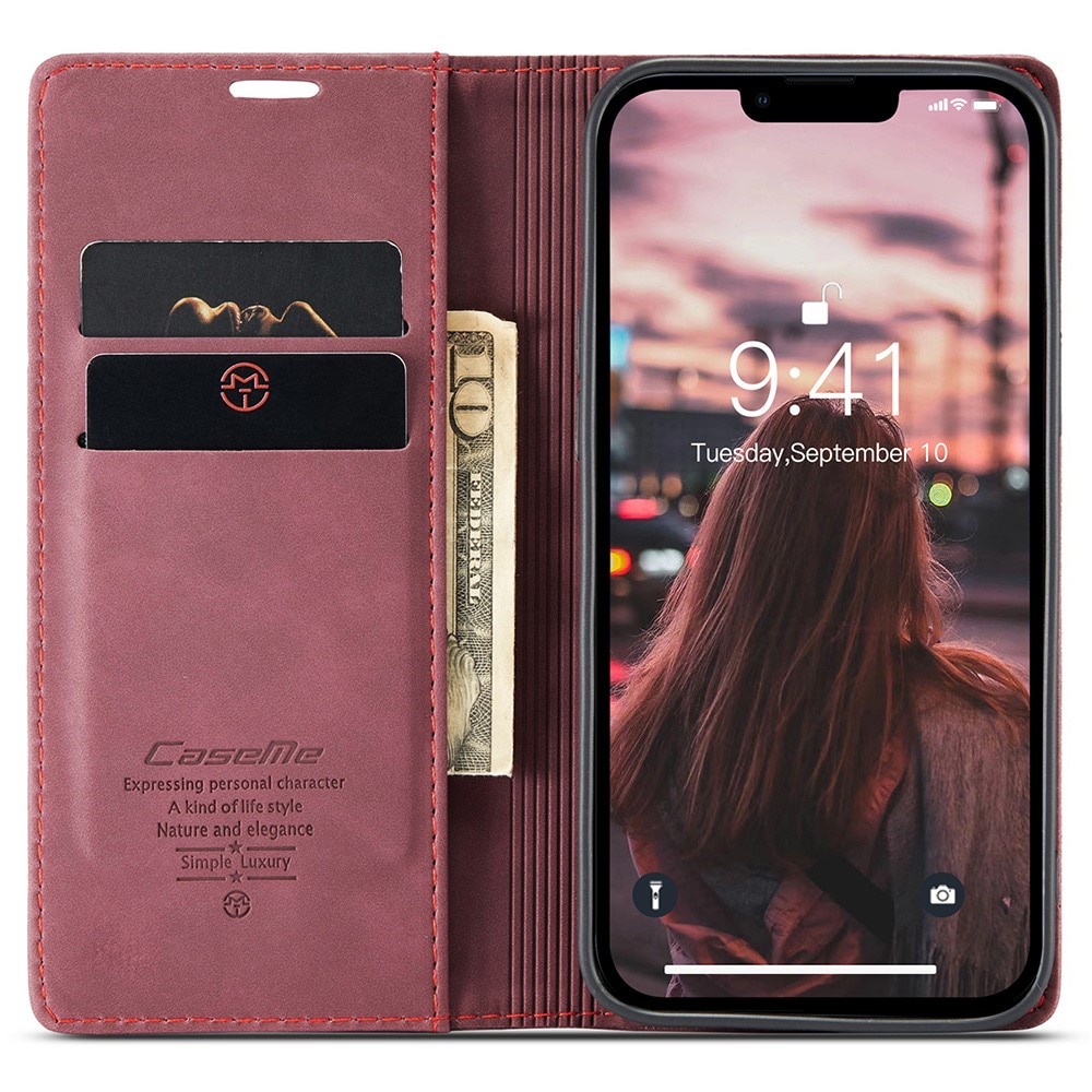 Étui portefeuille mince iPhone 16 Pro, Rouge