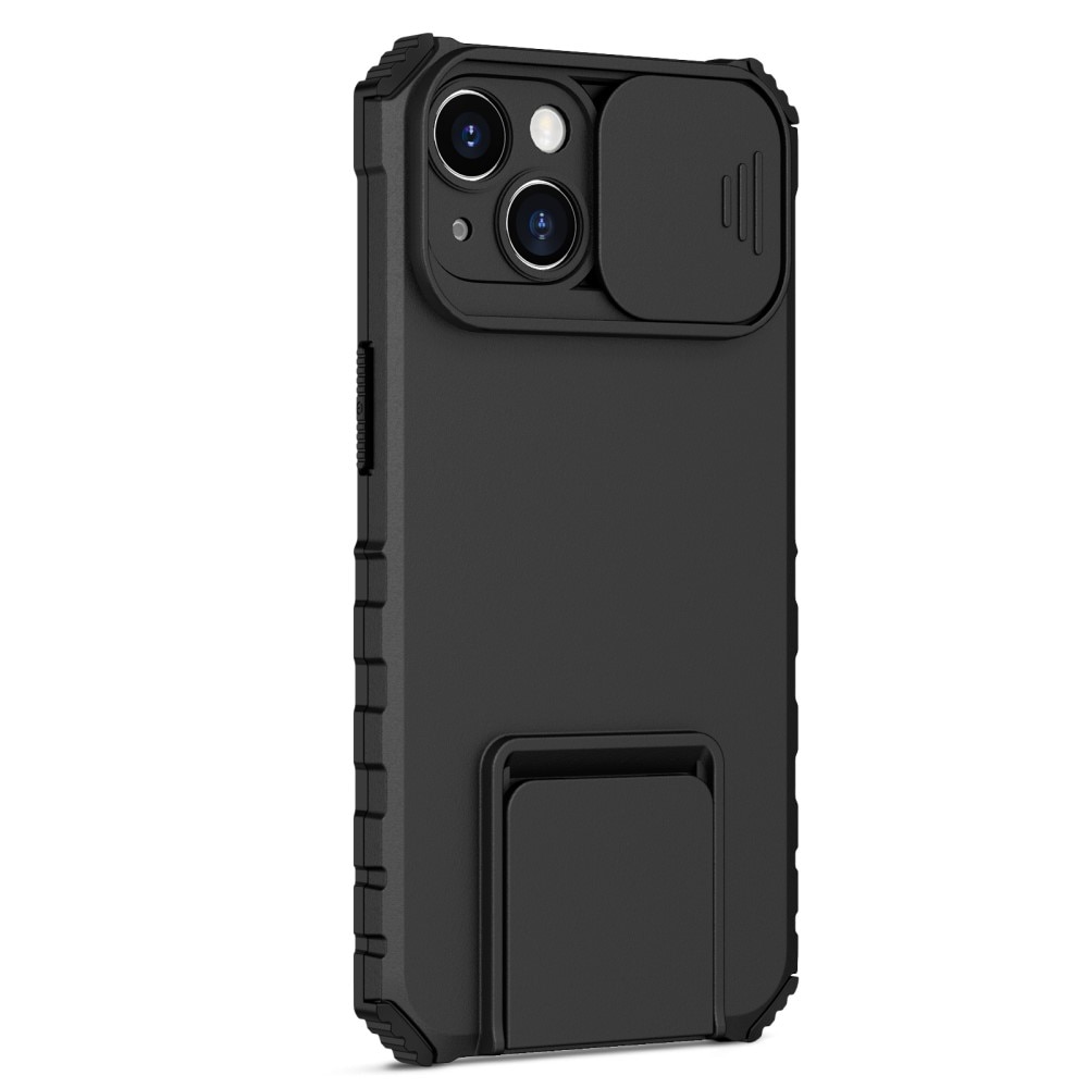 Coque Kickstand avec Protège Caméra iPhone 15, Noir