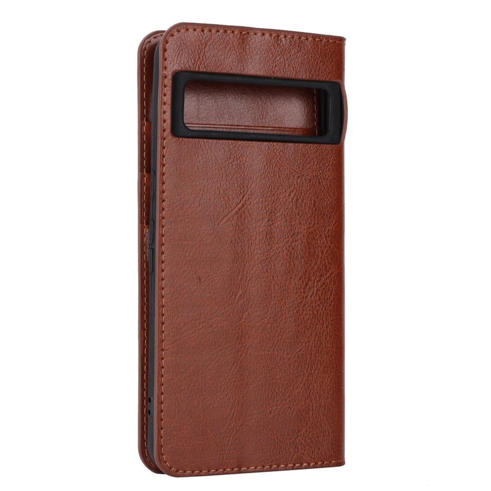 Coque portefeuille en cuir Veritable Google Pixel 8 Pro, marron