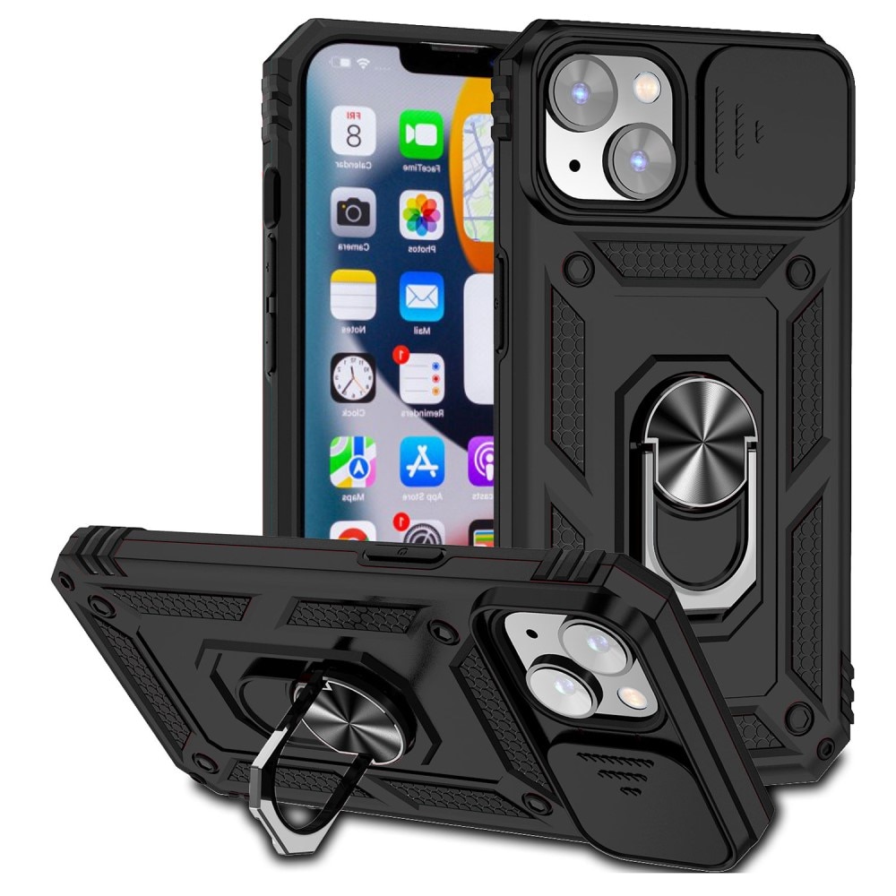 Coque Hybride Ring avec Protège Caméra iPhone 15, Noir