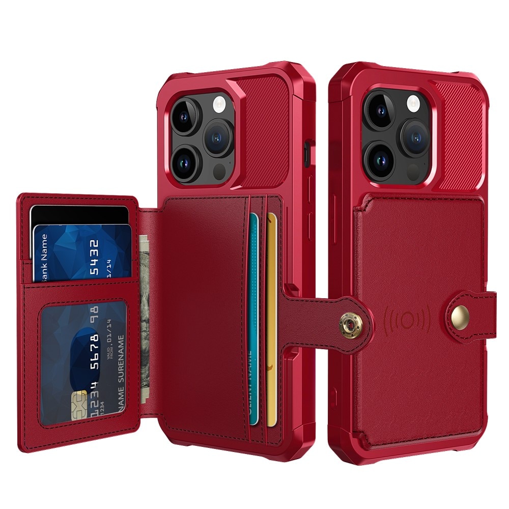 Coque porte-cartes Tough Multi-slot iPhone 15 Pro Max, rouge