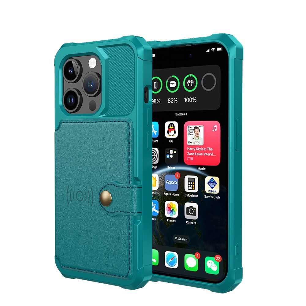 Coque porte-cartes Tough Multi-slot iPhone 15 Pro Max, vert