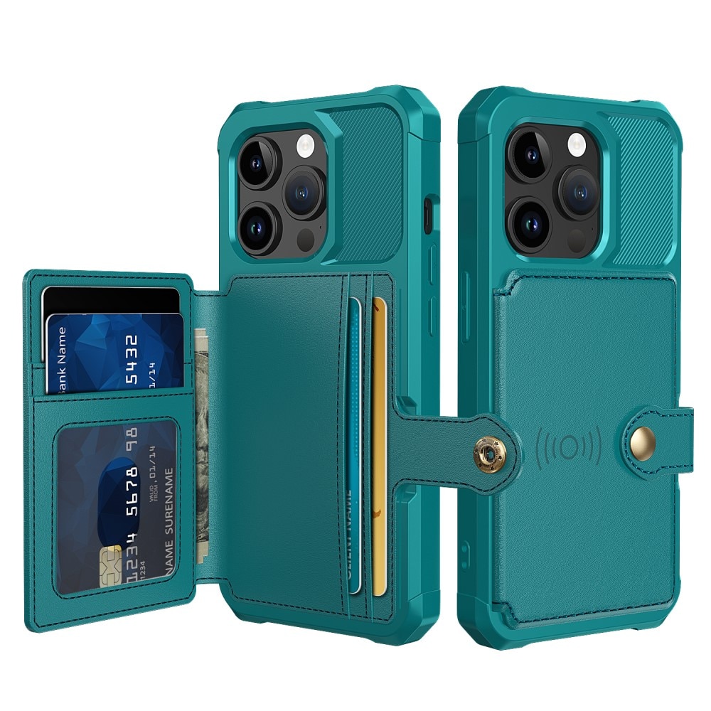 Coque porte-cartes Tough Multi-slot iPhone 15 Pro Max, vert