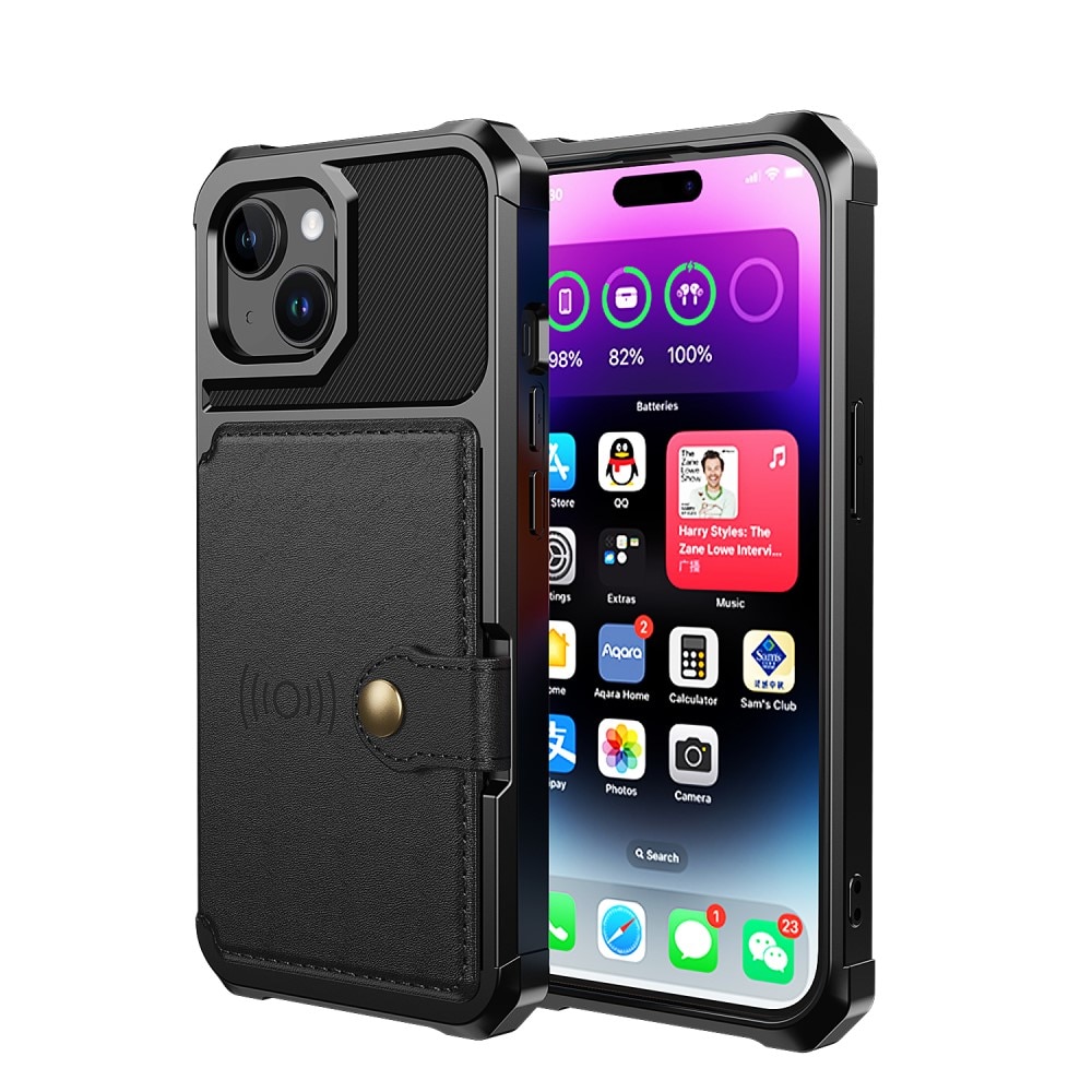 Coque porte-cartes Tough Multi-slot iPhone 15, noir