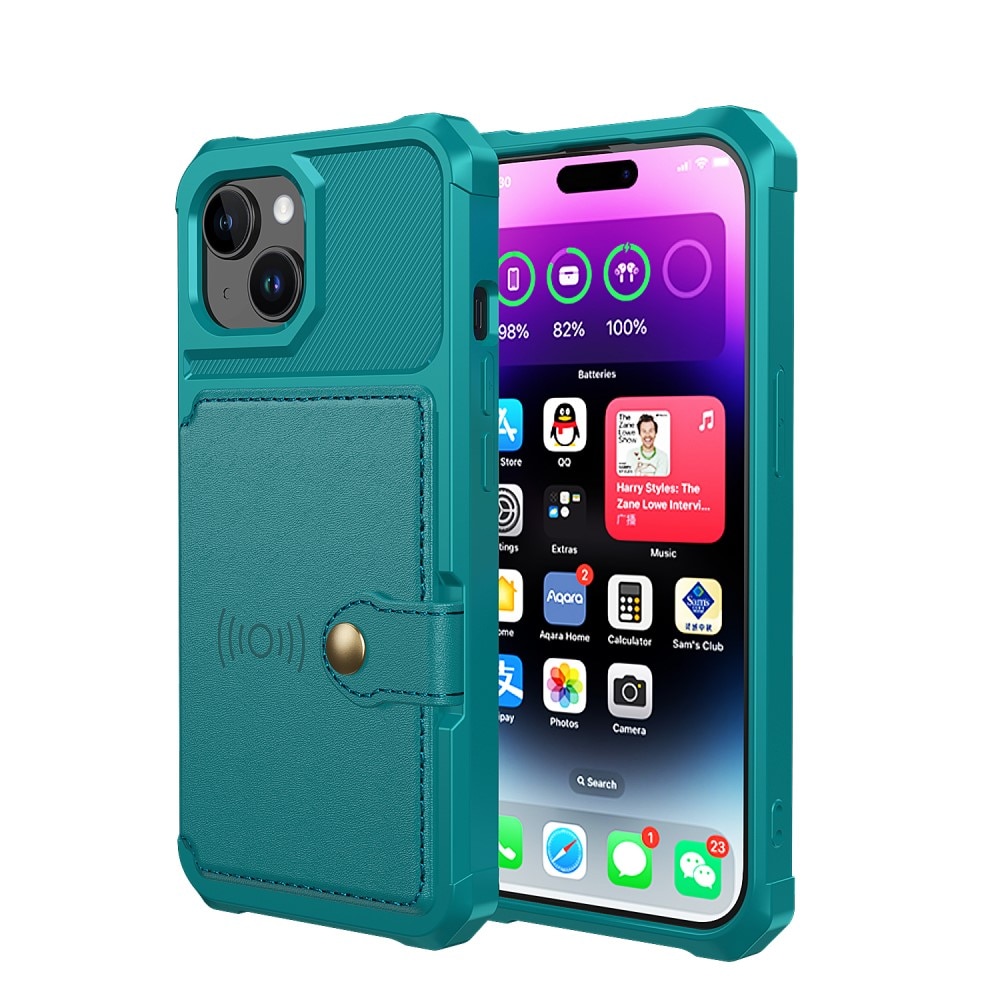 Coque porte-cartes Tough Multi-slot iPhone 15, vert