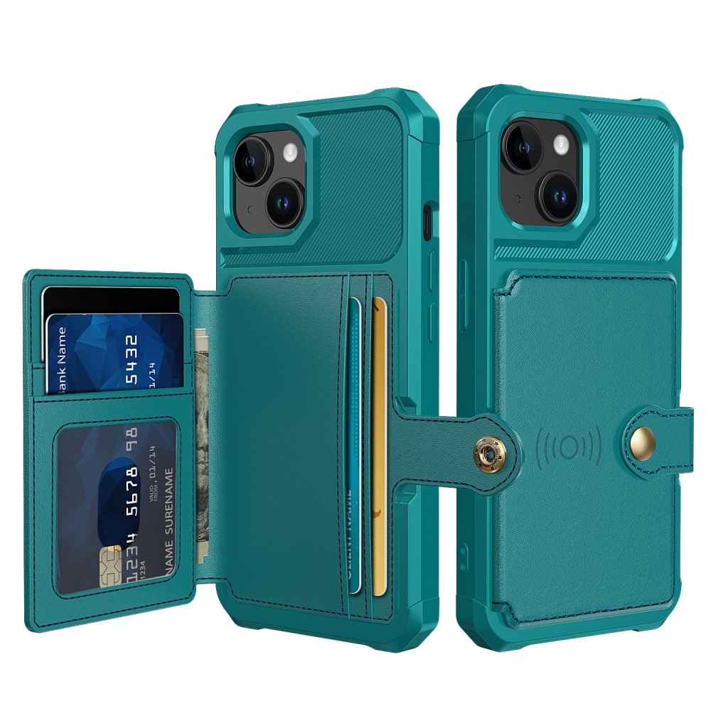 Coque porte-cartes Tough Multi-slot iPhone 15, vert