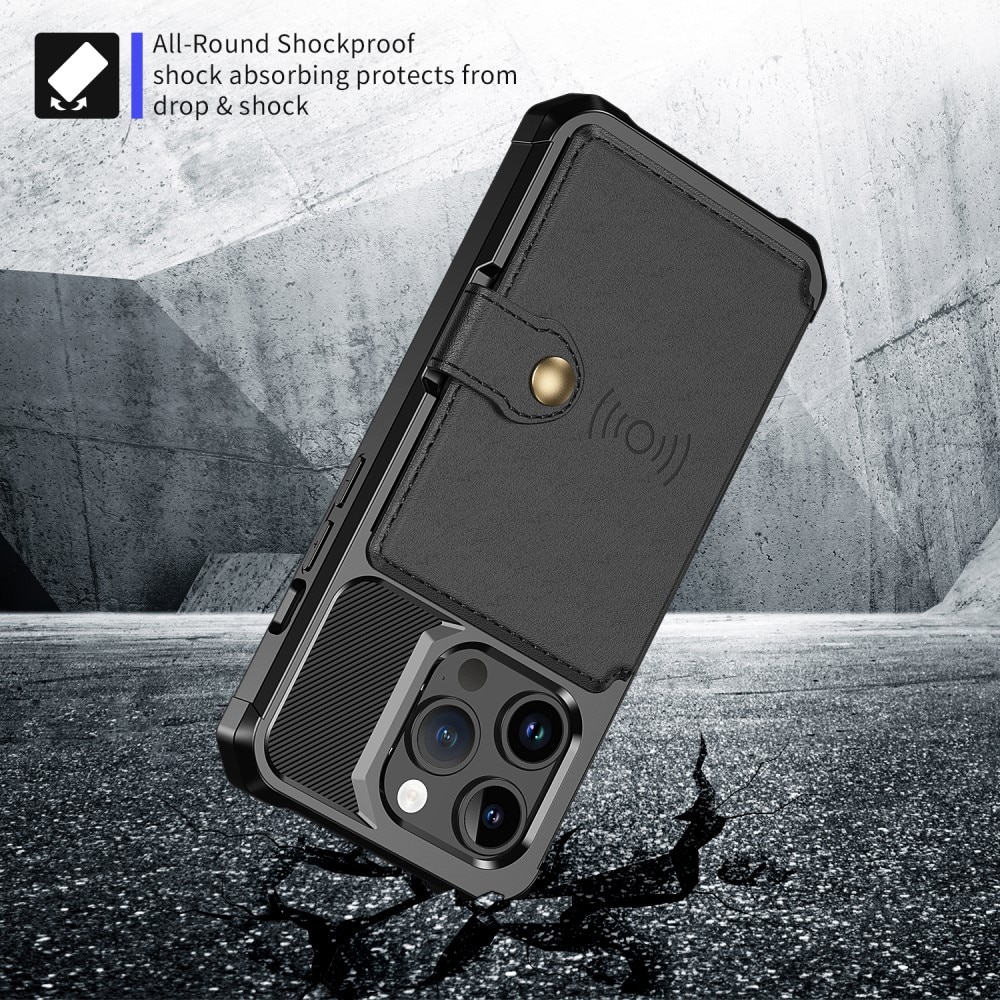 Coque porte-cartes Tough Multi-slot iPhone 15 Pro, noir