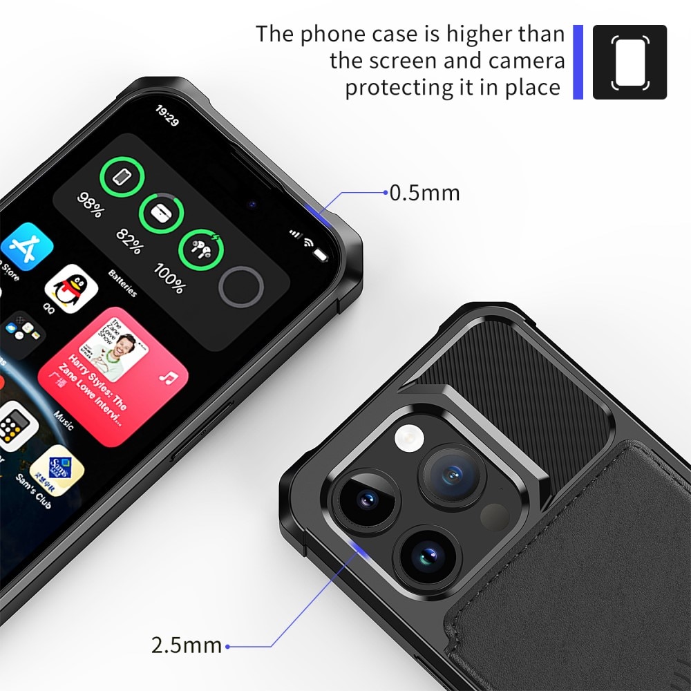 Coque porte-cartes Tough Multi-slot iPhone 15 Pro, noir