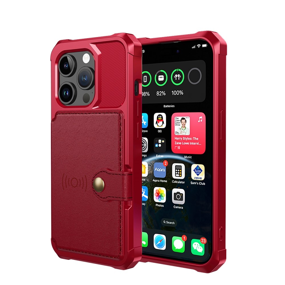 Coque porte-cartes Tough Multi-slot iPhone 15 Pro, rouge