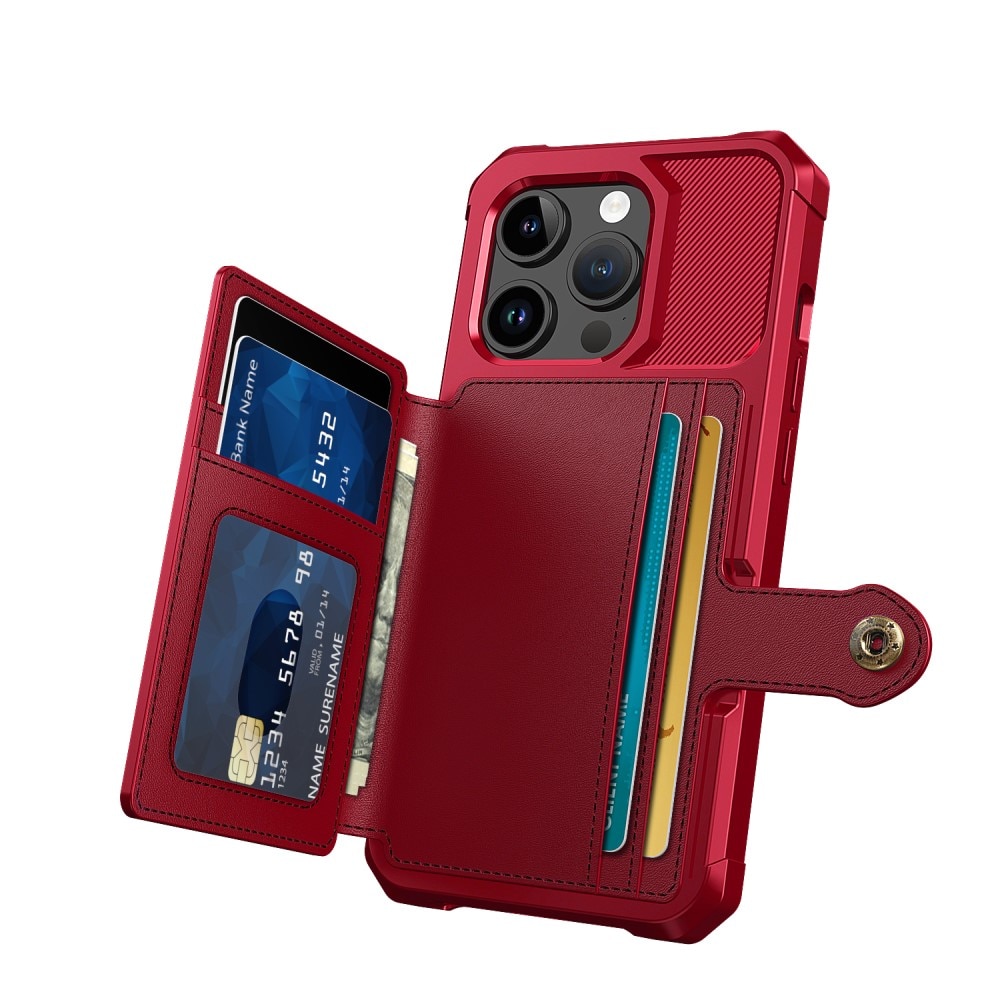 Coque porte-cartes Tough Multi-slot iPhone 15 Pro, rouge