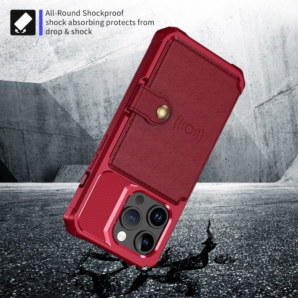 Coque porte-cartes Tough Multi-slot iPhone 15 Pro, rouge