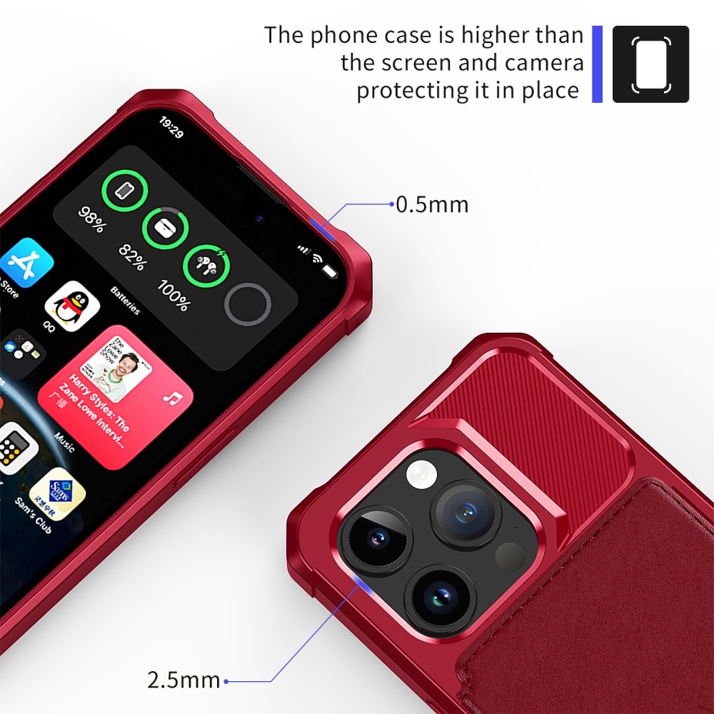 Coque porte-cartes Tough Multi-slot iPhone 15 Pro, rouge