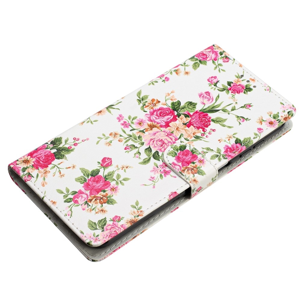 Coque portefeuille Samsung Galaxy A15, fleurs roses