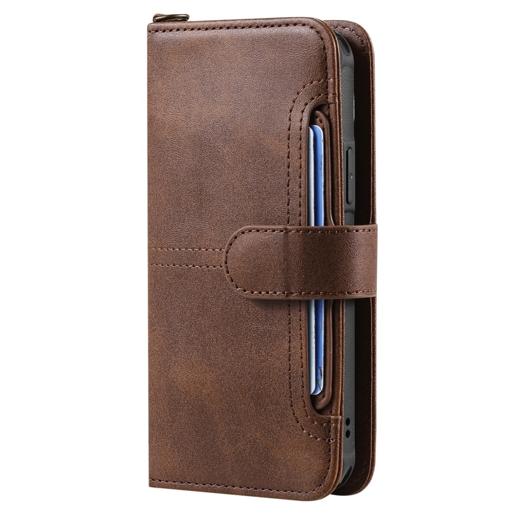 Magnet Leather Wallet iPhone 15 Pro Max marron