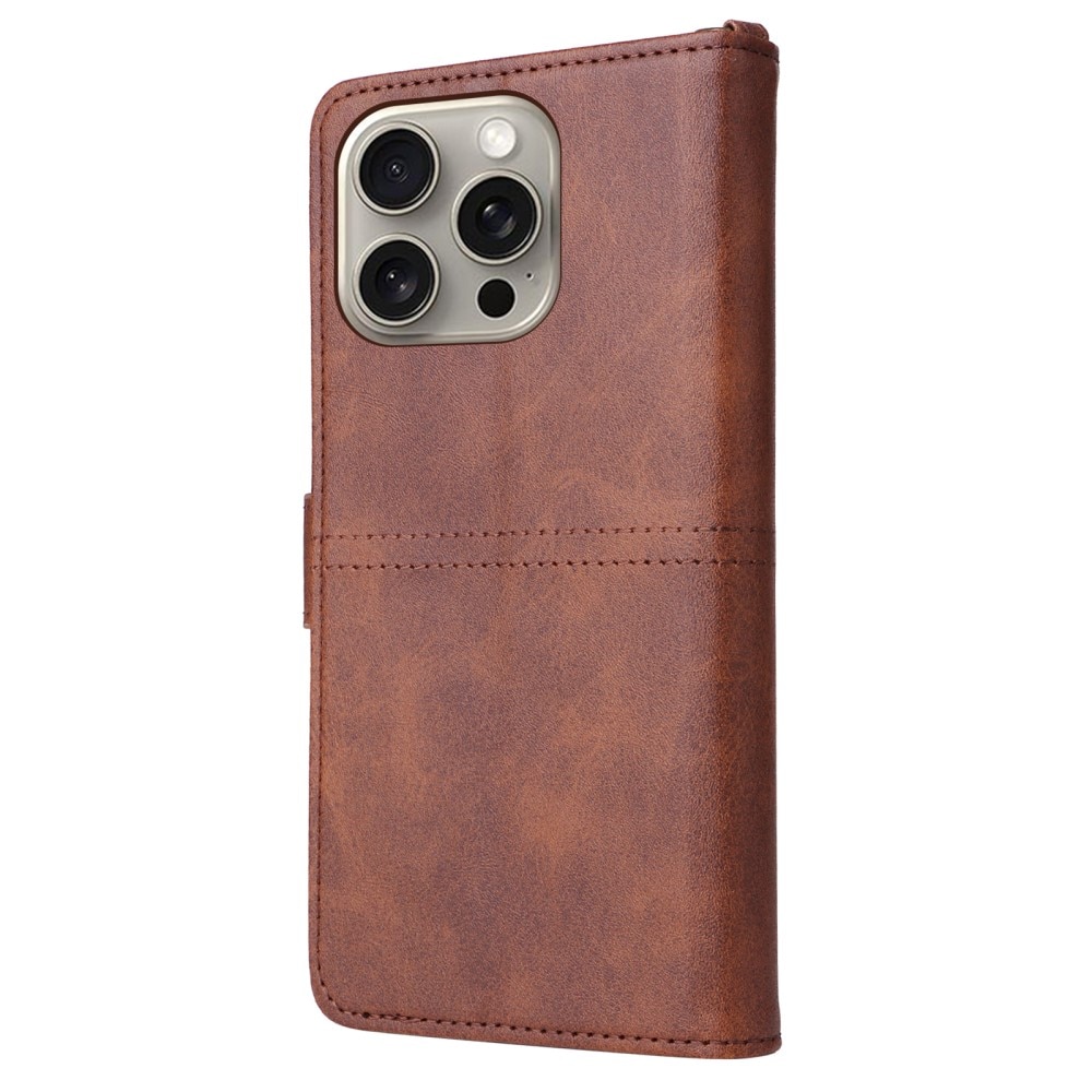 Magnet Leather Wallet iPhone 15 Pro Max marron