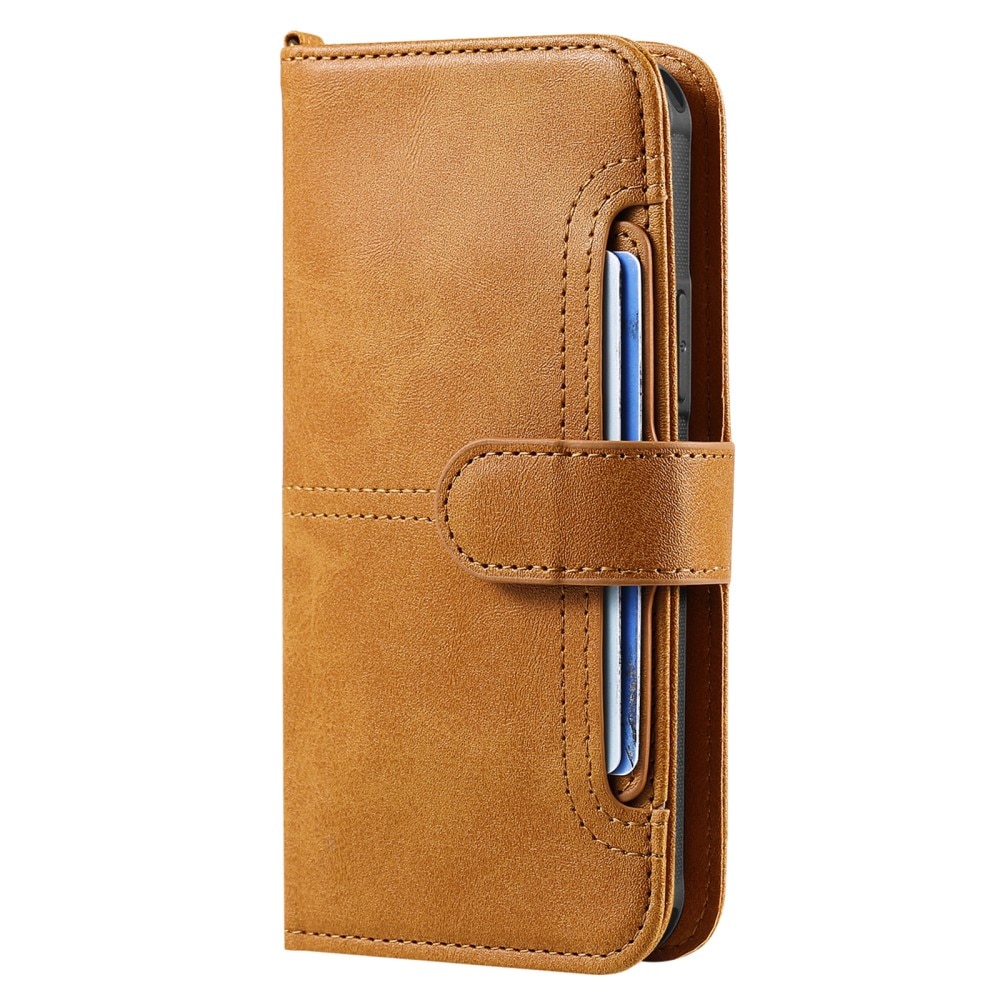 Magnet Leather Wallet iPhone 15 Pro, Cognac