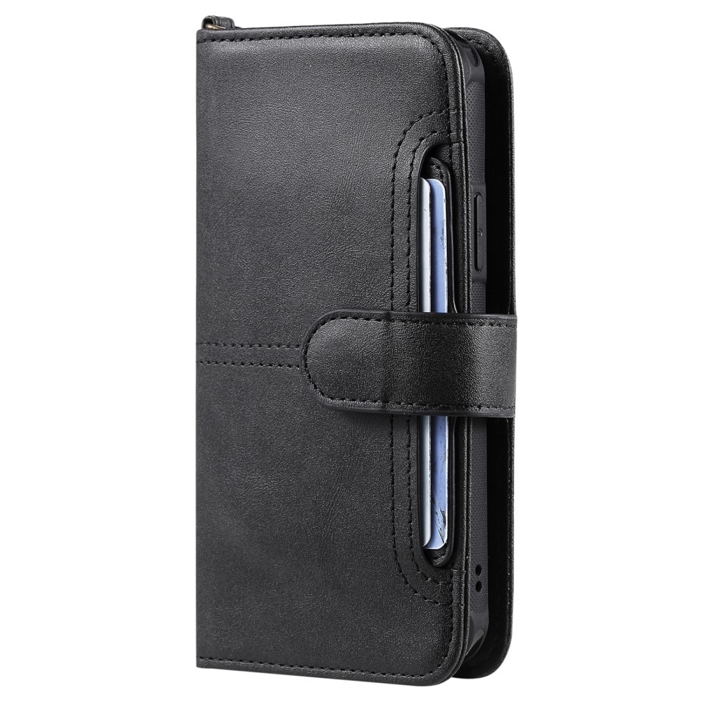 Magnet Leather Wallet iPhone 15, noir