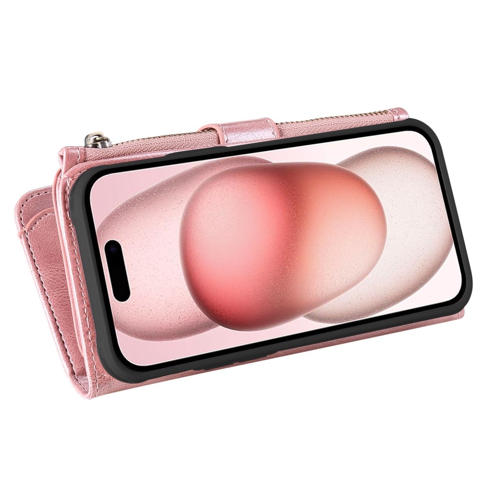 Magnet Leather Multi Wallet iPhone 15, rose