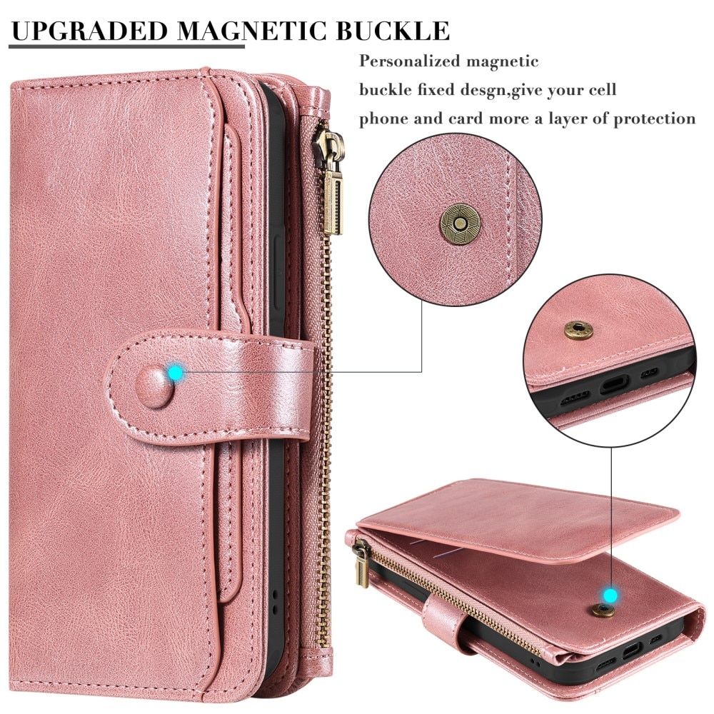 Magnet Leather Multi Wallet iPhone 15 Pro, rose