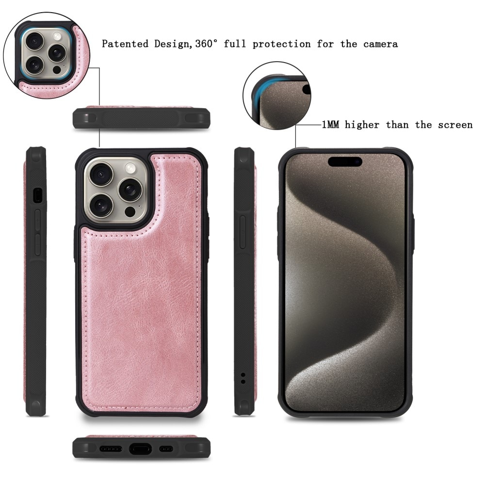 Magnet Leather Multi Wallet iPhone 15 Pro Max, rose