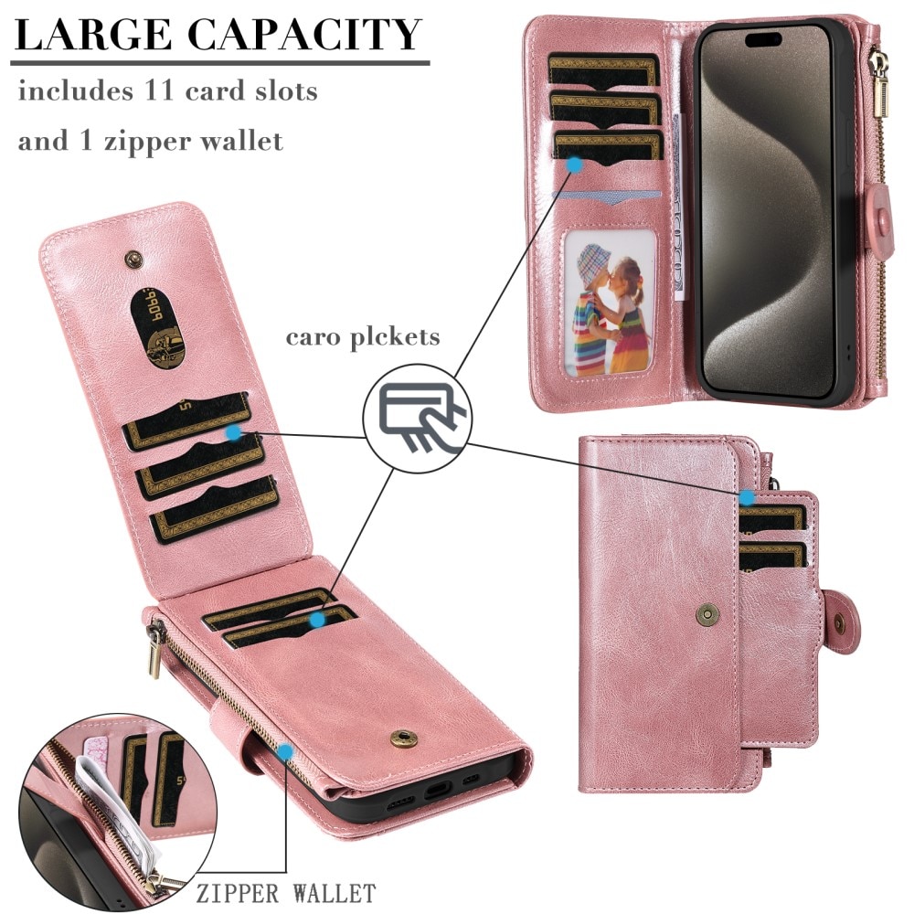 Magnet Leather Multi Wallet iPhone 15 Pro Max, rose