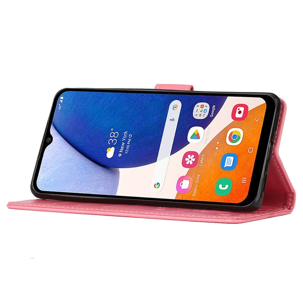 Étui en cuir à papillons pour Samsung Galaxy A15, rose