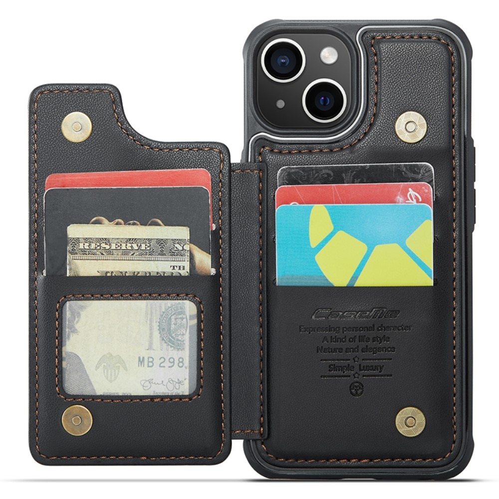 Coque porte-cartes anti-RFID iPhone 15 Plus, noir