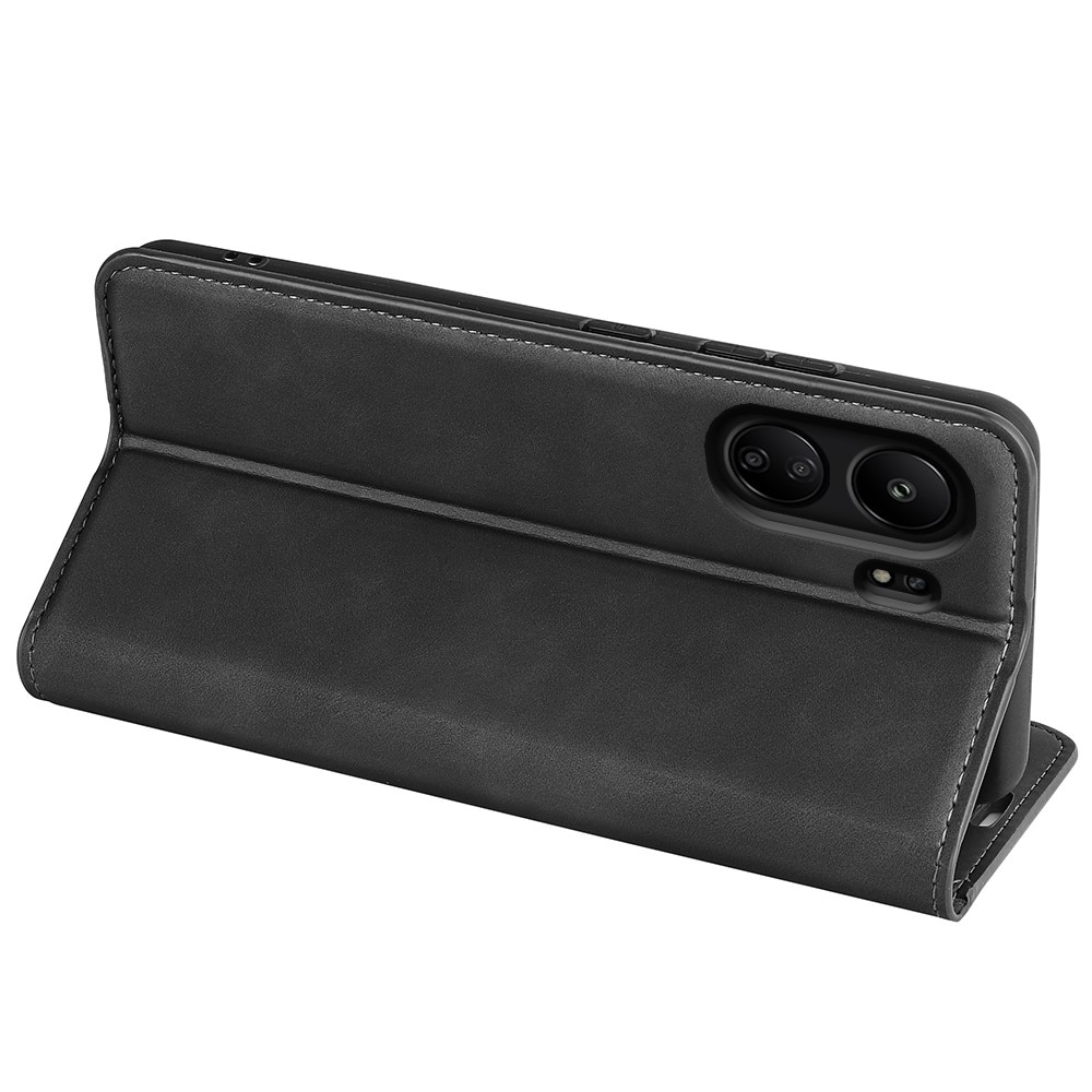 Coque portefeuille mince Xiaomi Redmi 13C, noir