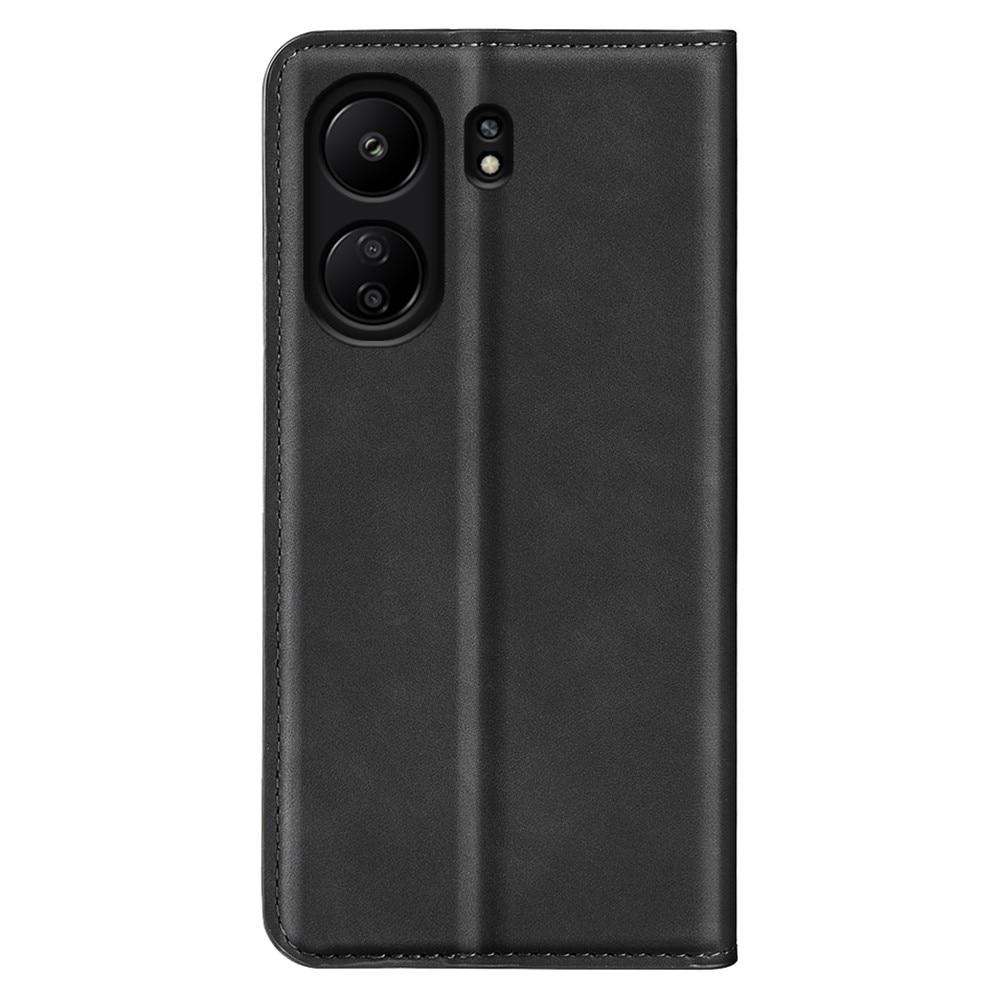 Coque portefeuille mince Xiaomi Redmi 13C, noir