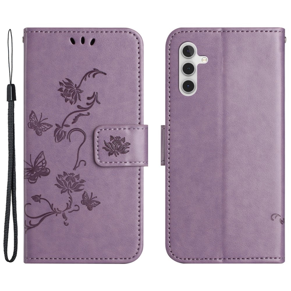 Étui en cuir à papillons pour Samsung Galaxy A35, violet