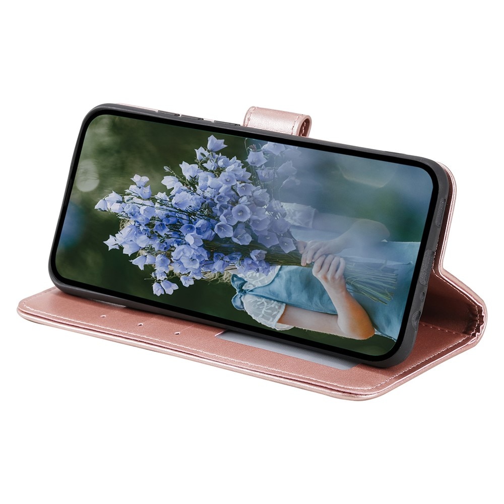 Étui en cuir Mandala Samsung Galaxy A55, or rose