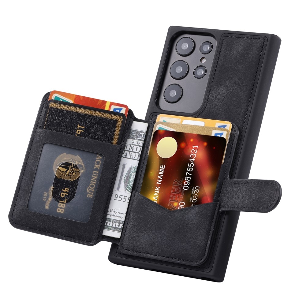 Coque porte-cartes Multi-slot anti-RFID Samsung Galaxy S24 Ultra, noir