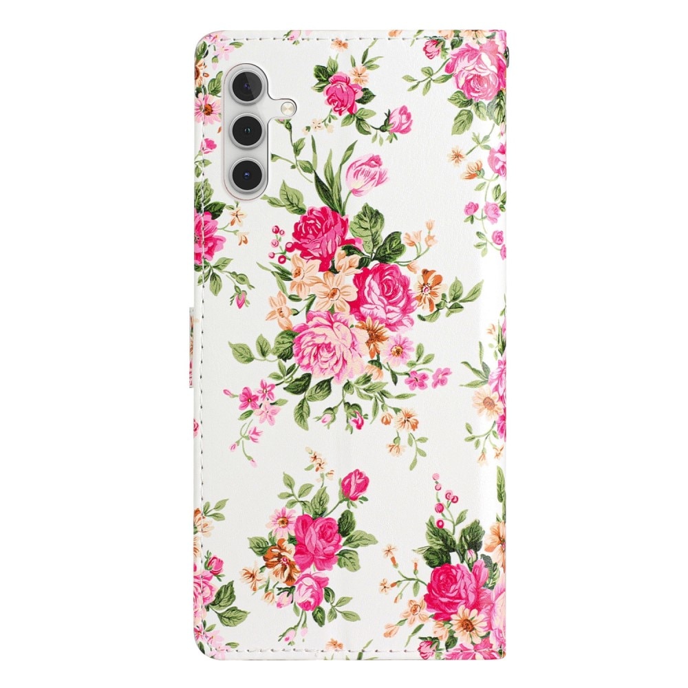 Coque portefeuille Samsung Galaxy A55, fleurs roses