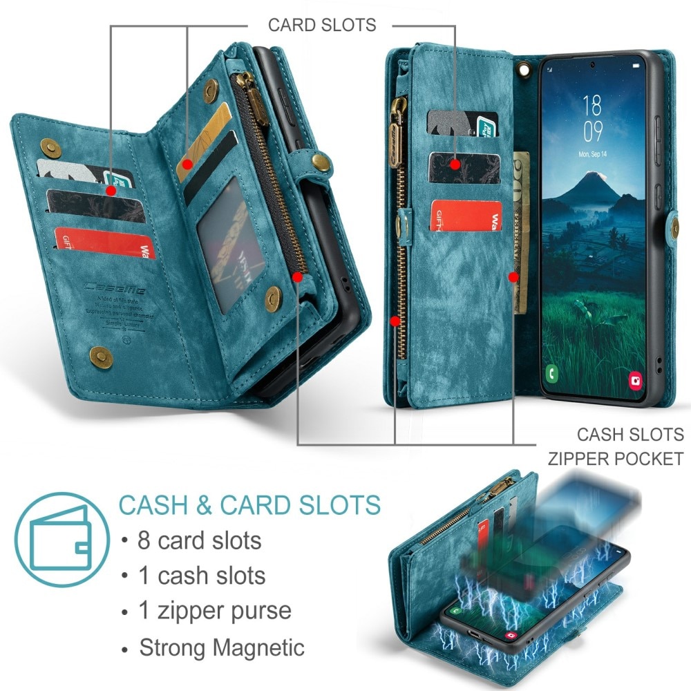 Étui portefeuille multi-cartes Samsung Galaxy S24, bleu