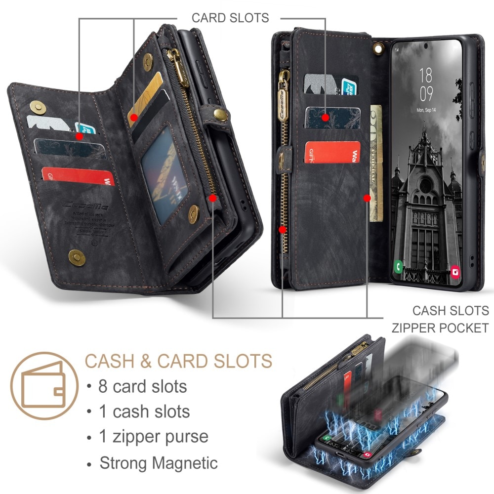 Étui portefeuille multi-cartes Samsung Galaxy S24, gris