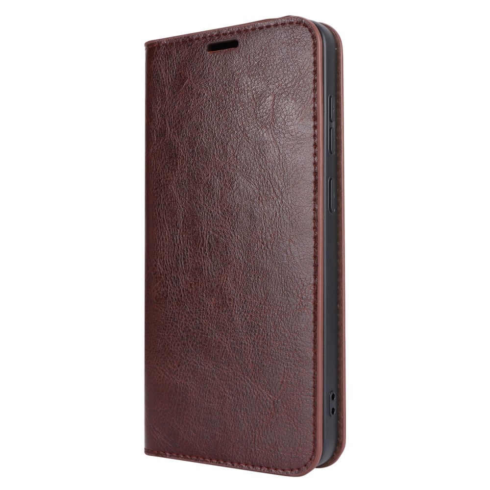 Coque portefeuille en cuir Veritable Samsung Galaxy S24 Plus, marron foncé