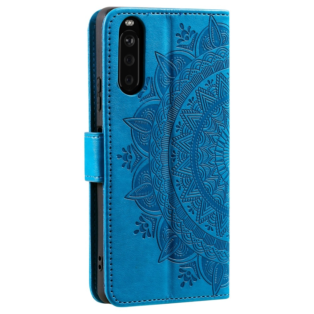 Étui en cuir Mandala Sony Xperia 10 VI, bleu