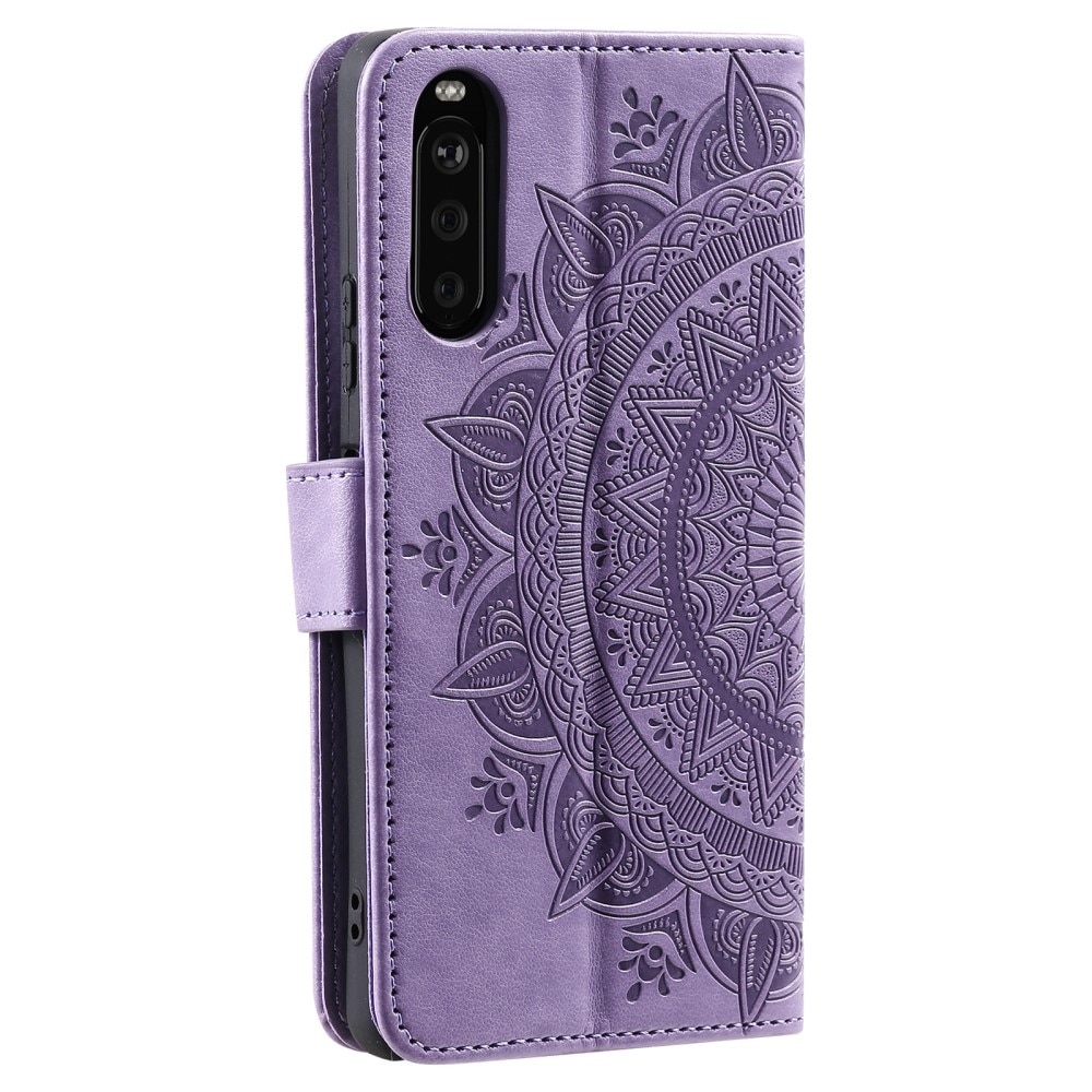 Étui en cuir Mandala Sony Xperia 10 VI, violet