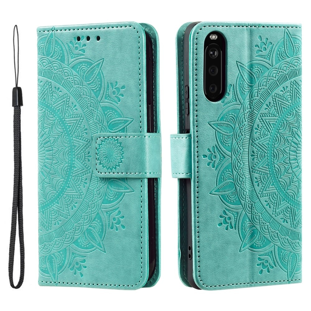 Étui en cuir Mandala Sony Xperia 10 VI, vert