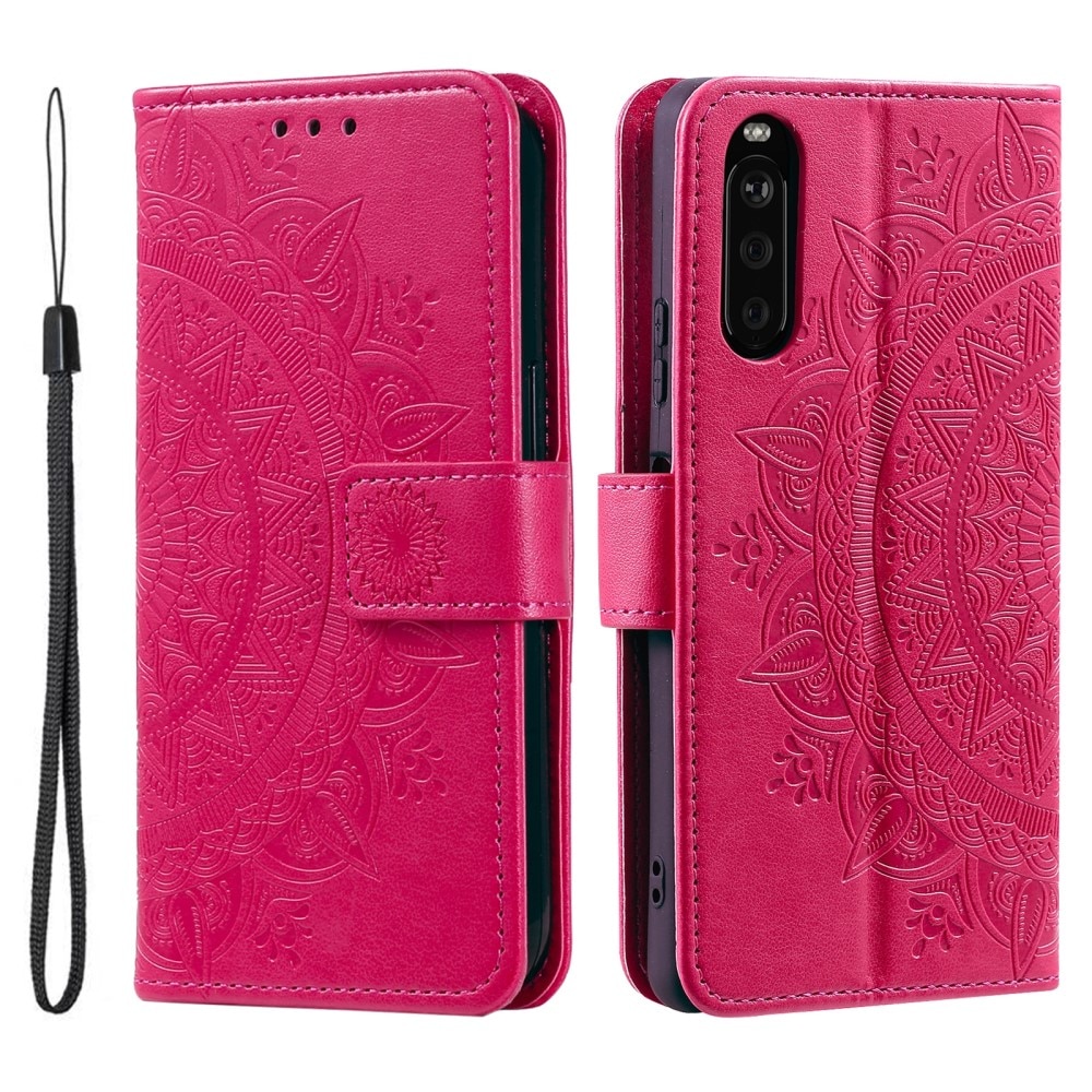 Étui en cuir Mandala Sony Xperia 10 VI, rose