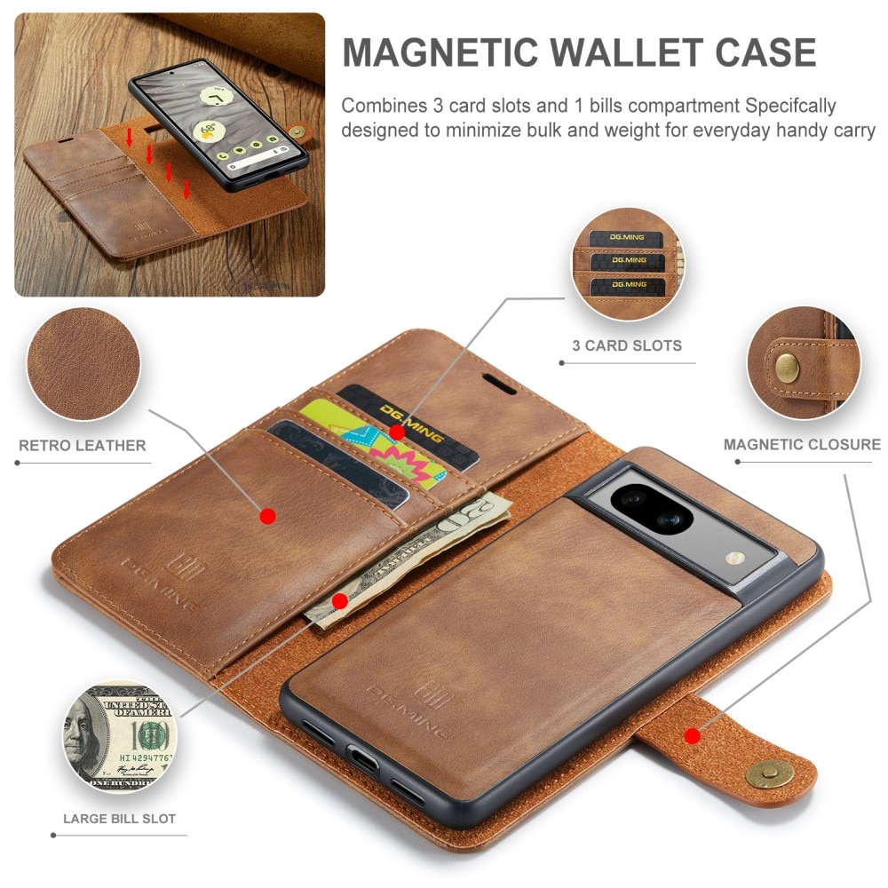 Étui portefeuille Magnet Wallet Google Pixel 8a, Cognac