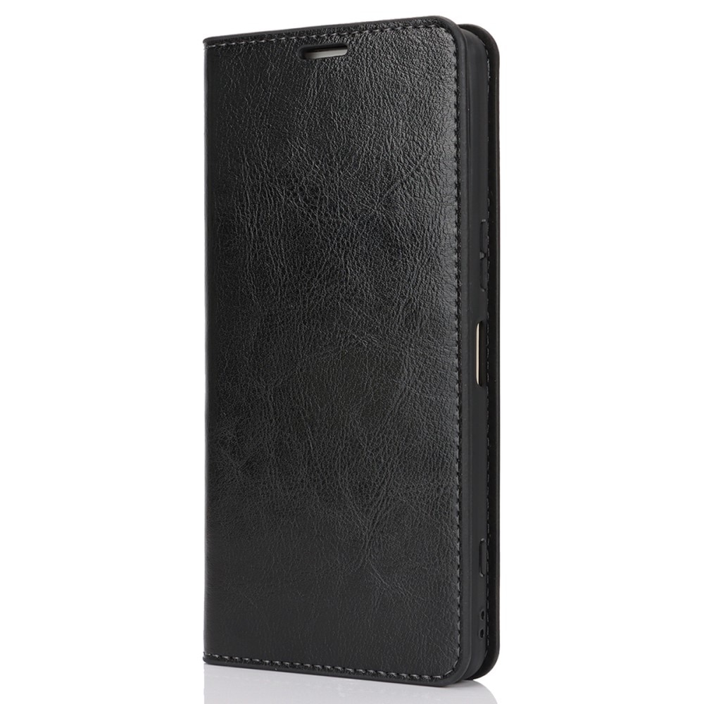 Coque portefeuille en cuir Veritable Sony Xperia 1 VI, noir