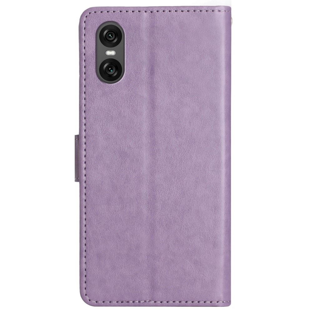 Étui en cuir à papillons pour Sony Xperia 10 VI, violet